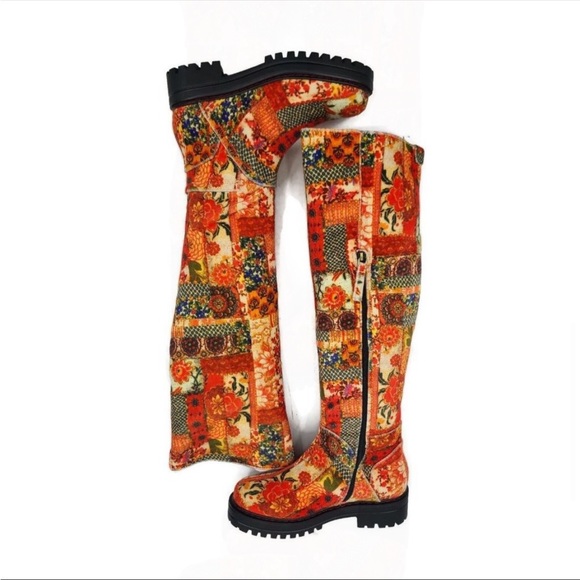 LAURA ASHLEY La Serina Boots Velvet Quilted Size 9 Orange by Aerosoles - Picture 14 of 16